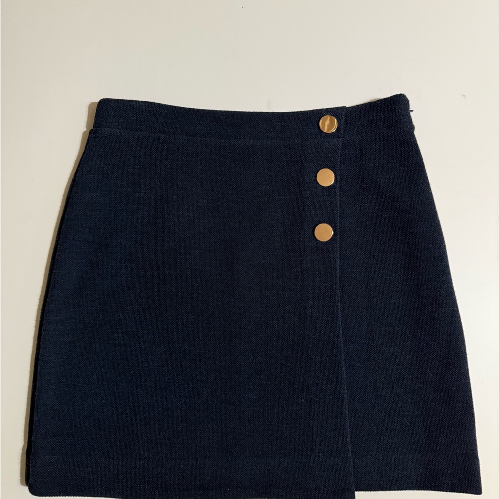 Elegant Navy Skirt with Gold Accents